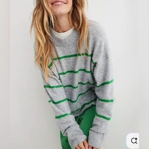Aerie Unreal Striped Mock Neck Sweater